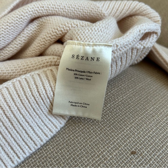 NWT Sezane Orion Jumper Sweater Cream Ivory Knit French Soft Casual Puff Sleeves - Picture 8 of 9